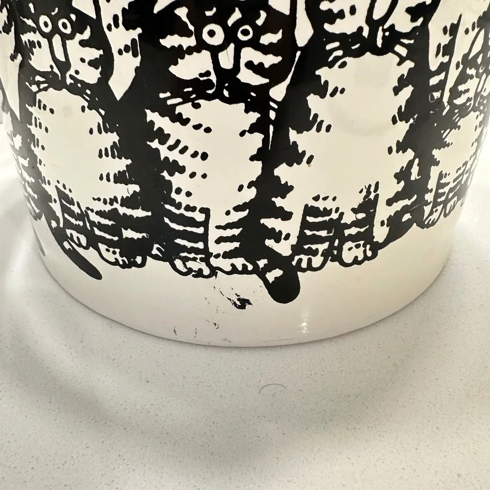 Vintage B Kliban Cat Crowd Ice Bucket White Black Retro Barware Insulated Lid